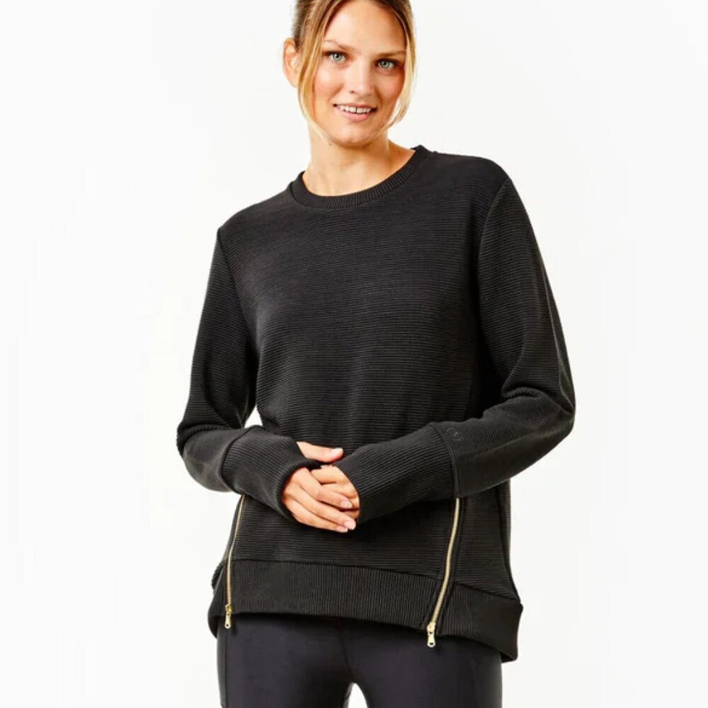 Addison Bay Everyday Ribbed Crewneck Black L (Like New, retail $168)